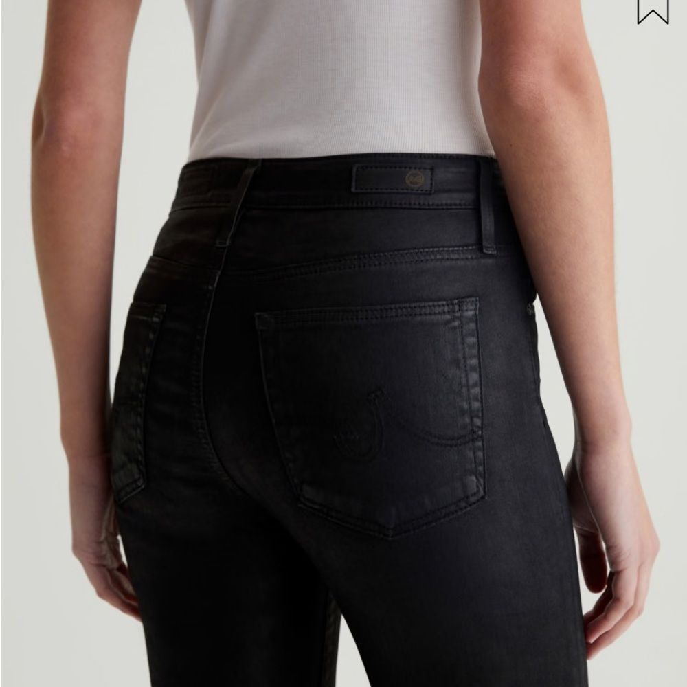 AG Women's Farrah Ankle High-Rise Skinny Leatherette Super Black Jeans Sz 26 - Picture 3 of 12